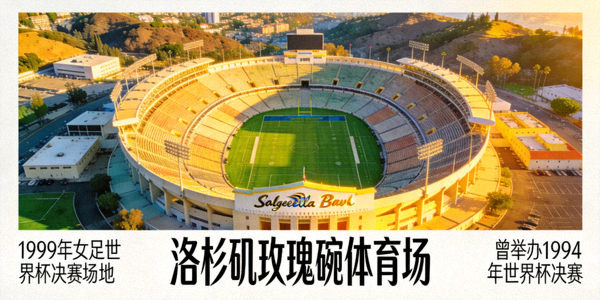 洛杉矶玫瑰碗体育场航拍图，曾举办多届世界杯决赛